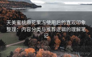 天美蜜桃麻花果冻使用后的直观印象整理：内容分类与推荐逻辑的理解笔记