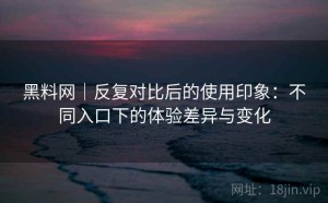 黑料网｜反复对比后的使用印象：不同入口下的体验差异与变化