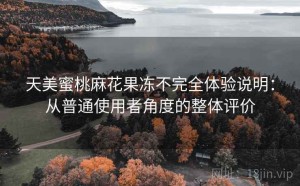 天美蜜桃麻花果冻不完全体验说明：从普通使用者角度的整体评价