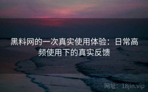 黑料网的一次真实使用体验：日常高频使用下的真实反馈