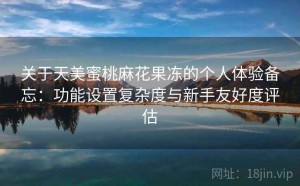 关于天美蜜桃麻花果冻的个人体验备忘：功能设置复杂度与新手友好度评估